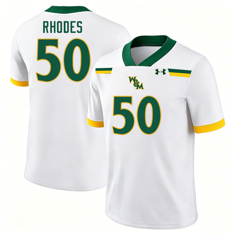 William & Mary Tribe #50 Luke Rhodes College Football Jerseys,Uniforms-White